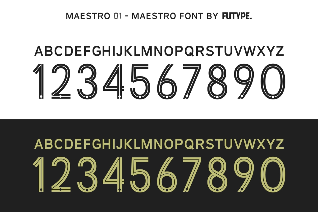 Maestro – Font Jersey dengan 4 varian nomer